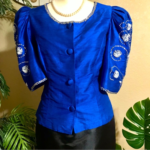 Dresses | Beautiful Royal Blue Modern Filipiniana Kimona With Beadworks |  Poshmark